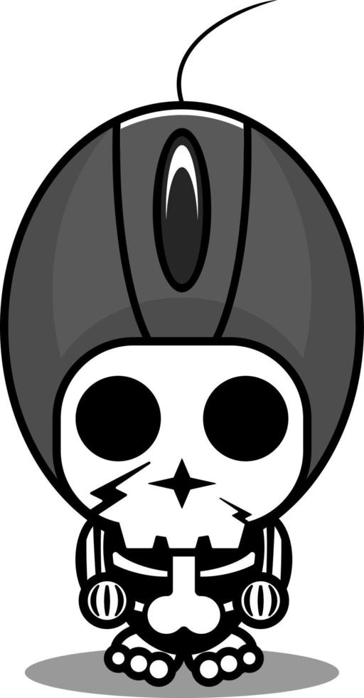 cute computer mouse skull human mascot costume character cartoon vector