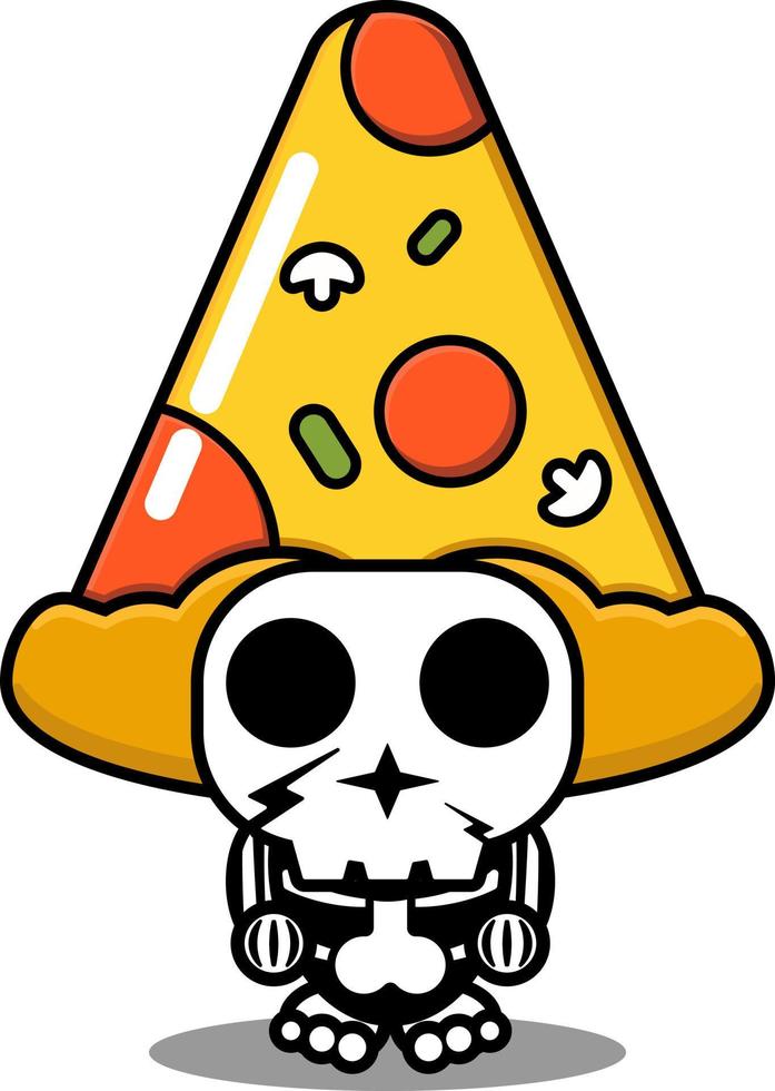 vector cartoon character mascot costume human skull food cute triangle pizza