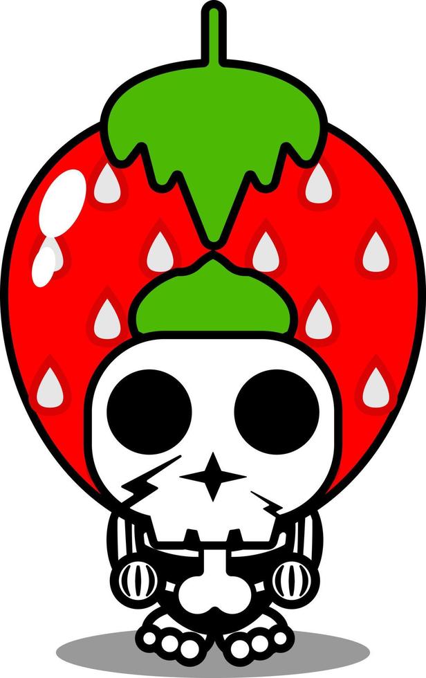 personaje de dibujos animados mascota disfraz personaje lindo fresa fruta calavera vector