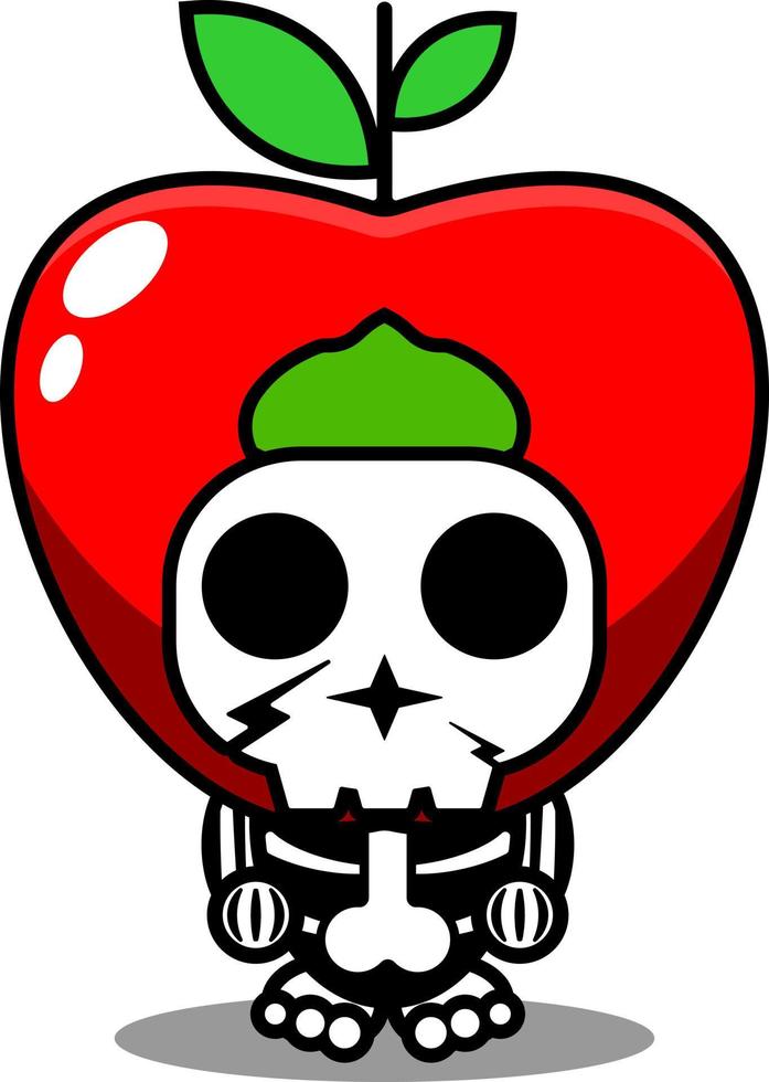 cartoon character character cute apple skull mascot costume character vector