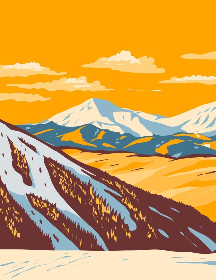 estación de esquí keystone durante el invierno ubicada en keystone colorado wpa poster art vector