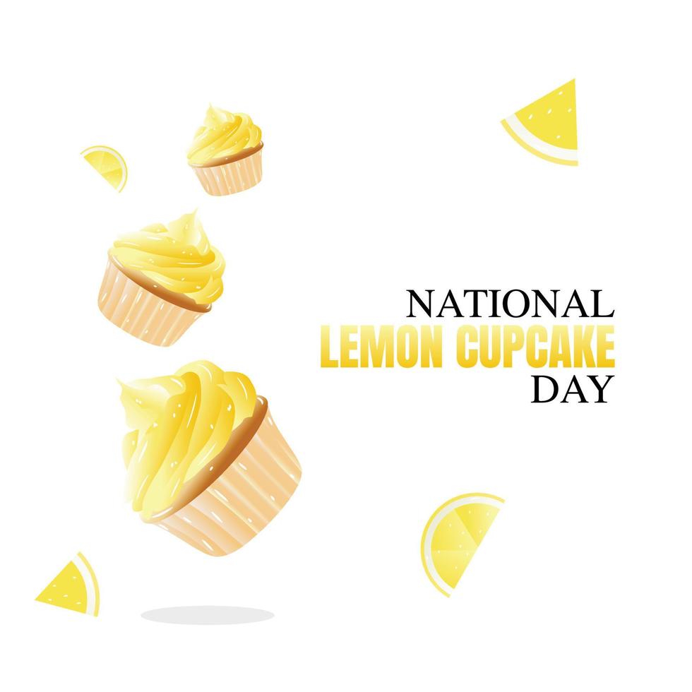 National Lemon Cupcake Day Vector Design.