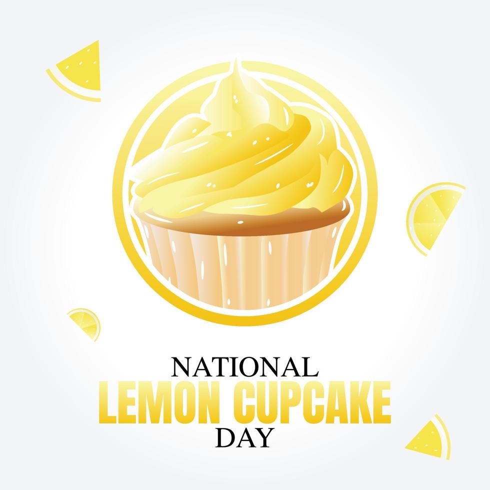 National Lemon Cupcake Day Vector Design.
