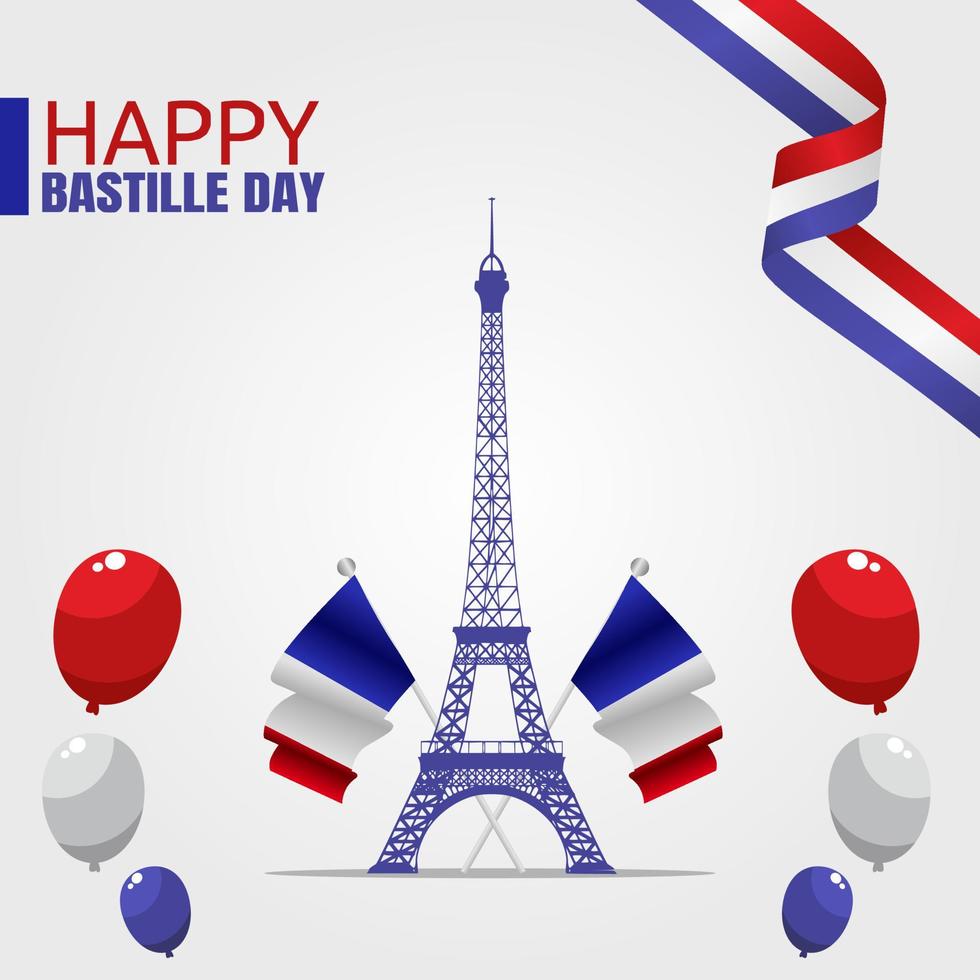 happy bastille day vector lllustration