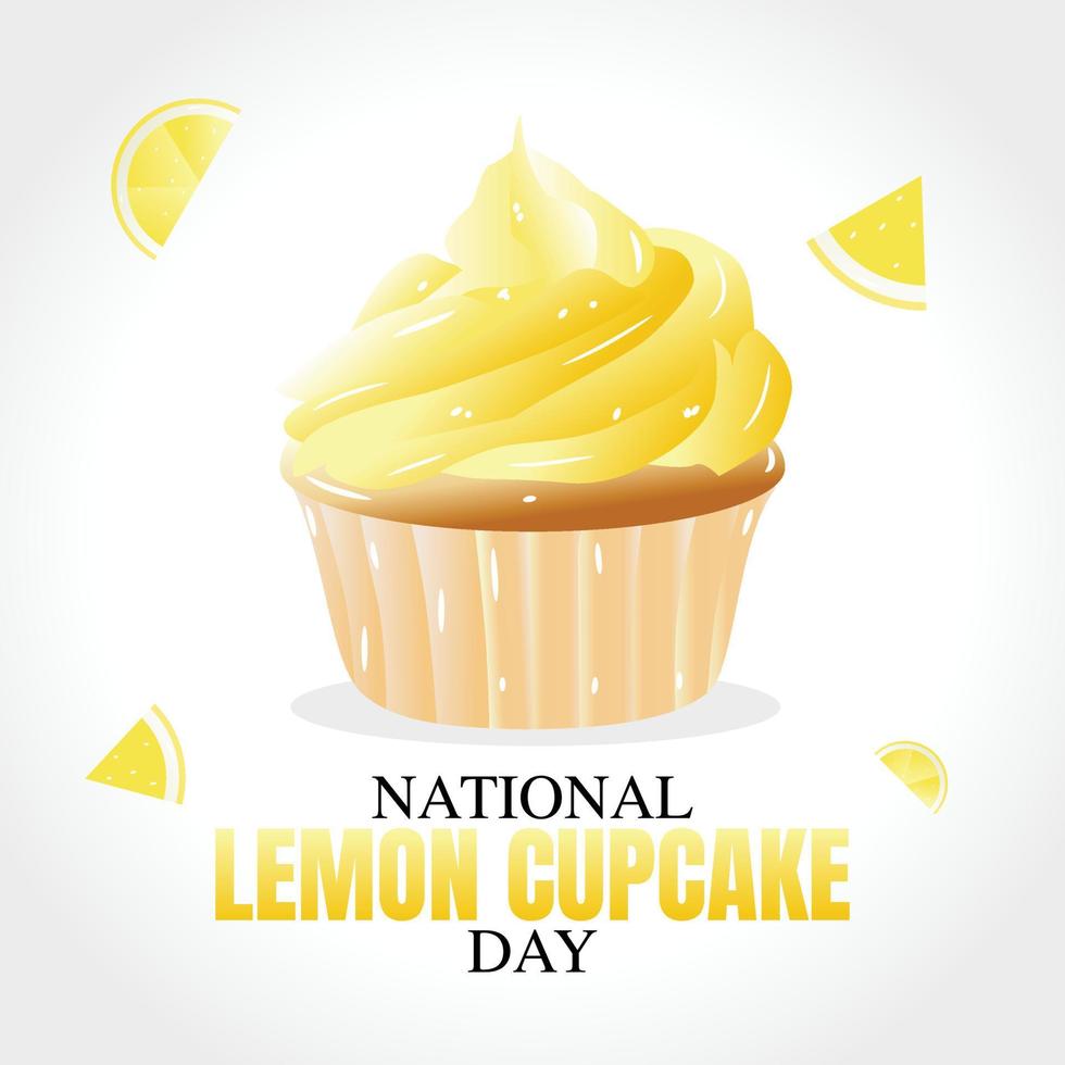 National Lemon Cupcake Day Vector Design