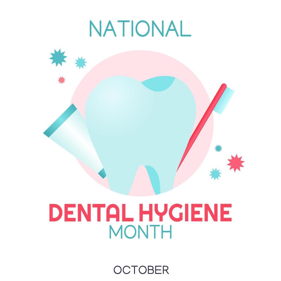 national dental hygiene month vector illustration