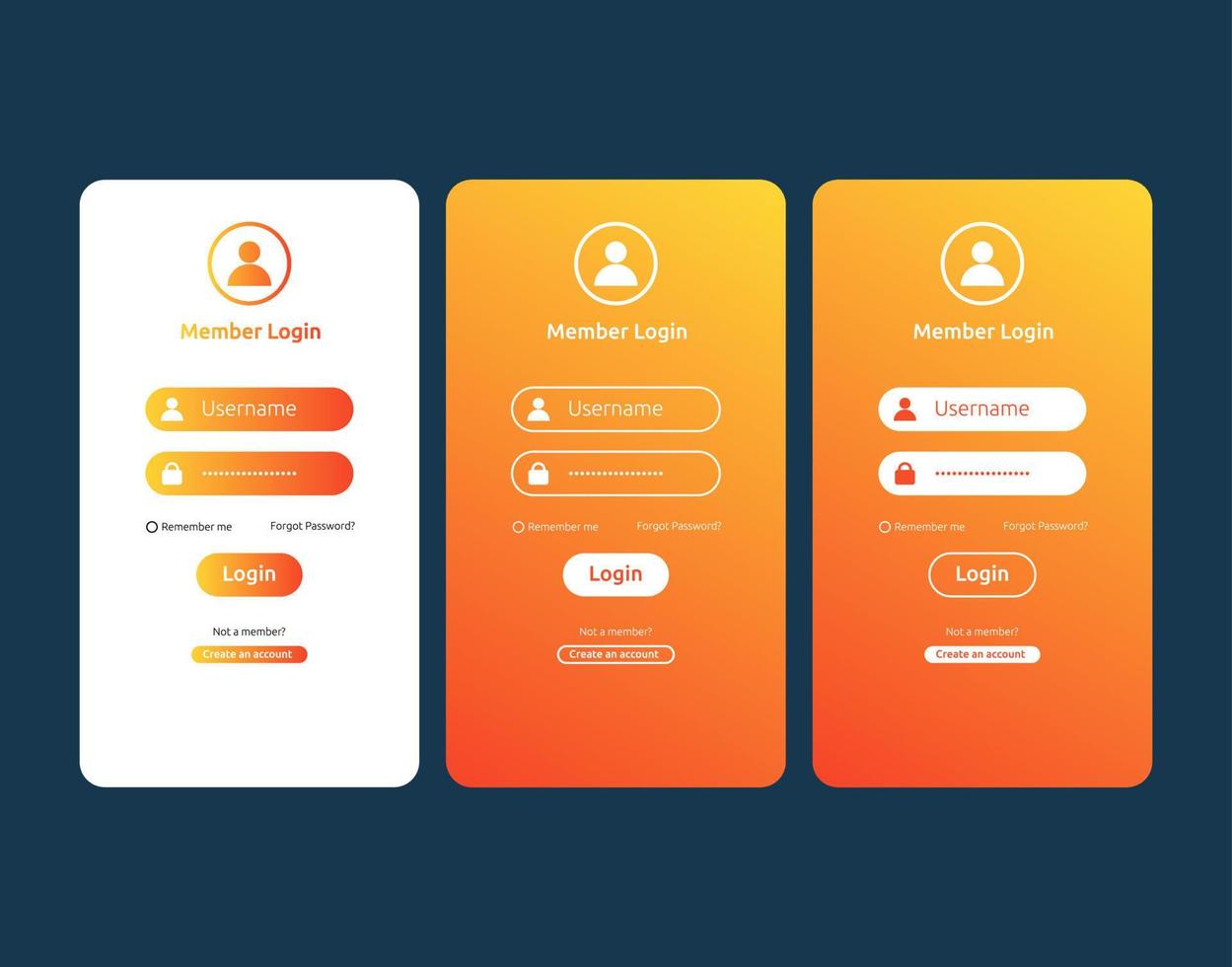 User interface kit login form vector design