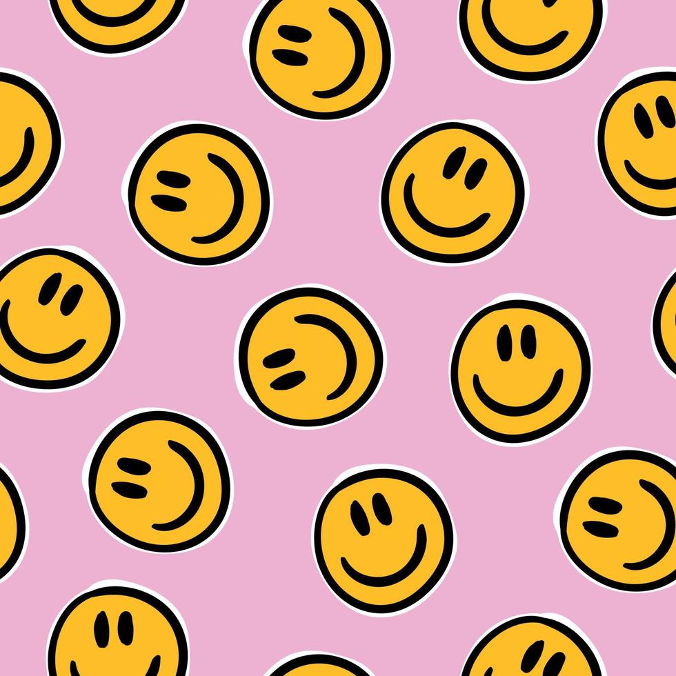 Download Pink Preppy Smiley Face On Yellow Wallpaper  Wallpaperscom