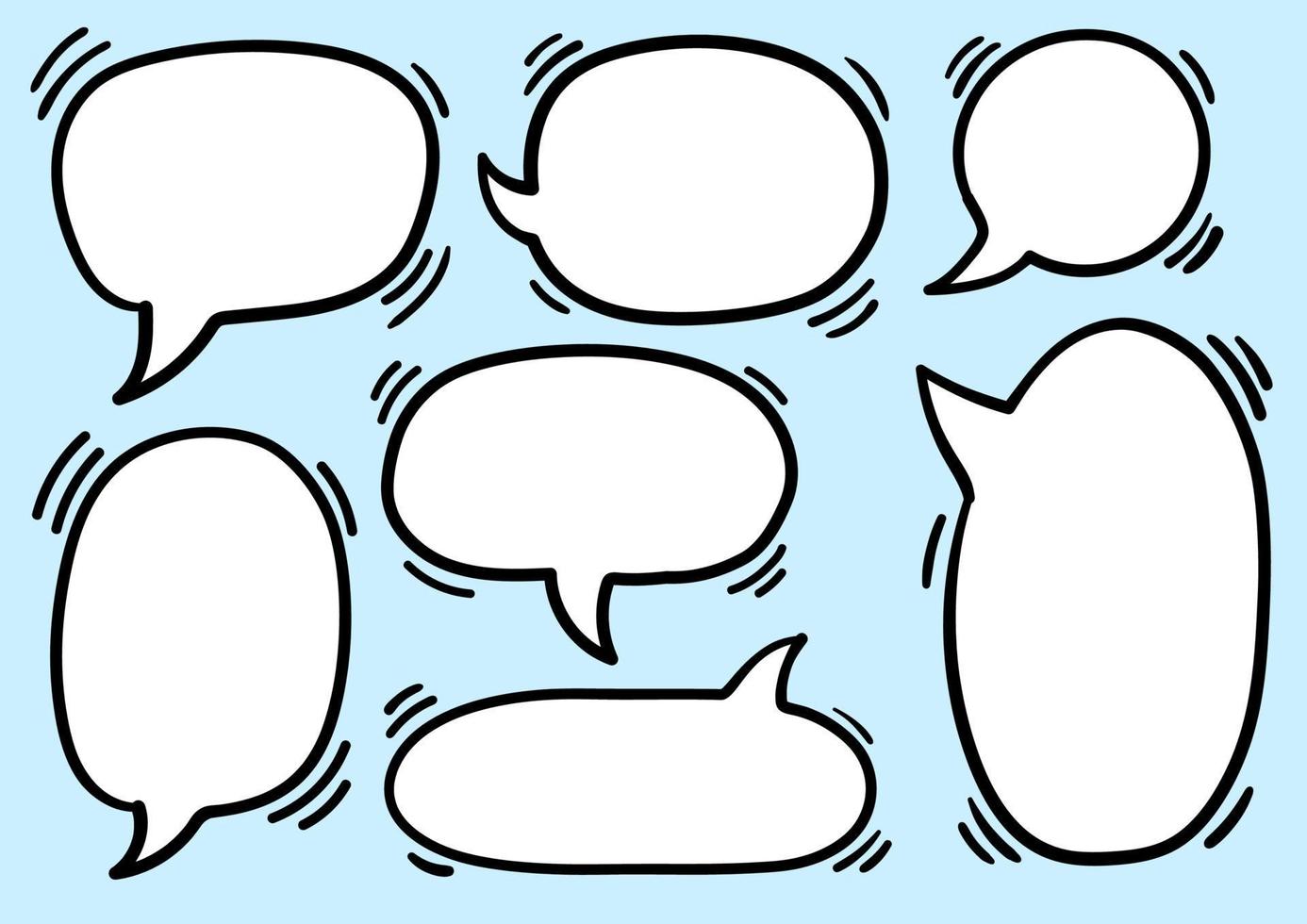 Isolated Freehand Handrawn Speech Bubbles And Signs For Cartooning, Comic, And Doodling Design. Premium Vector