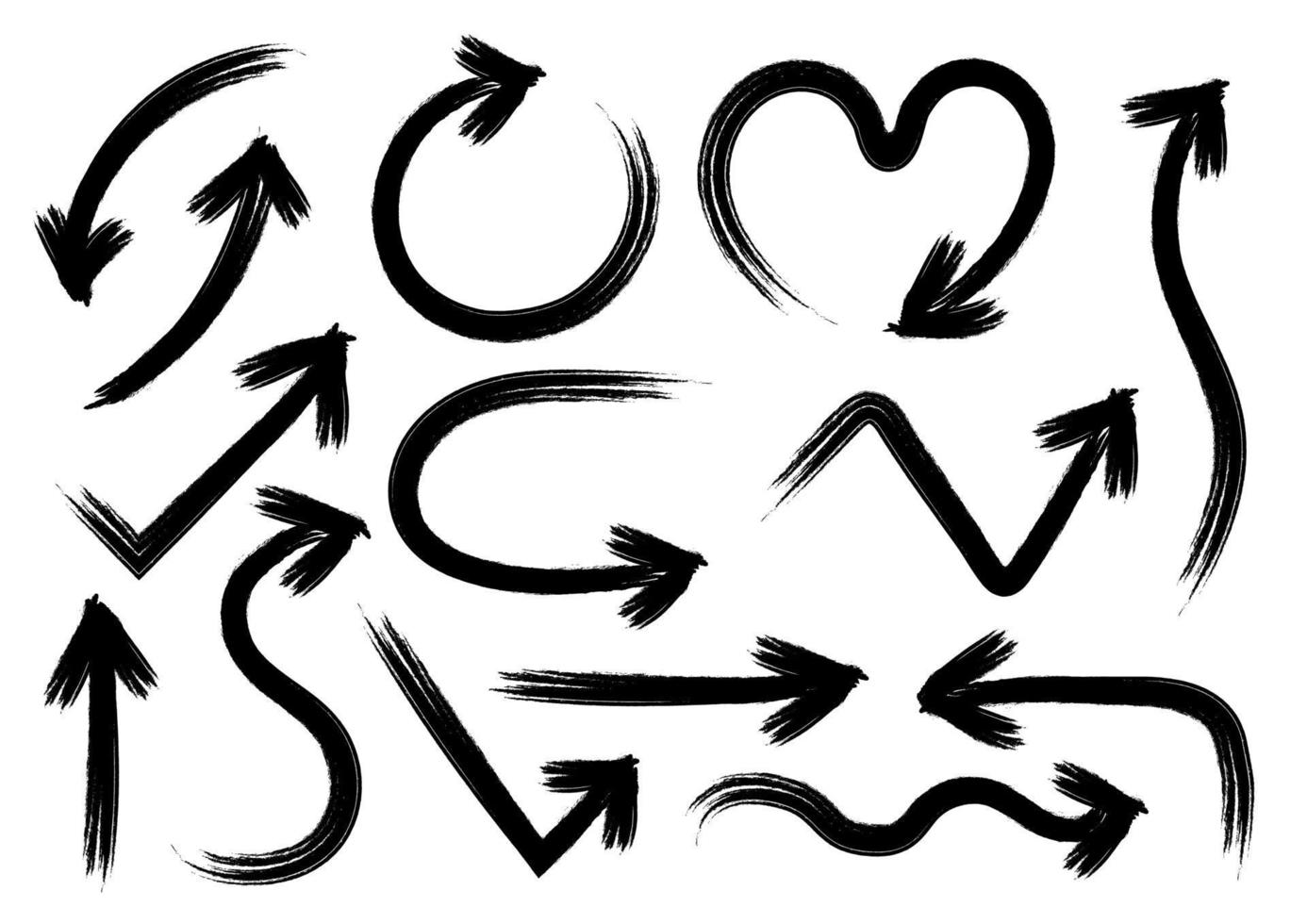Isolated Freehand Hand Drawn Arrows On White Background For Elements On Infographics, Web, Business Presentations, Concept Illustration. Premium Vector
