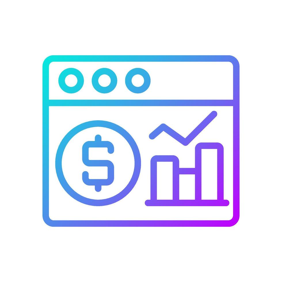 Financial data analysis gradient linear vector icon. Virtual information of business processes. Commercial data. Thin line color symbol. Modern style pictogram. Vector isolated outline drawing