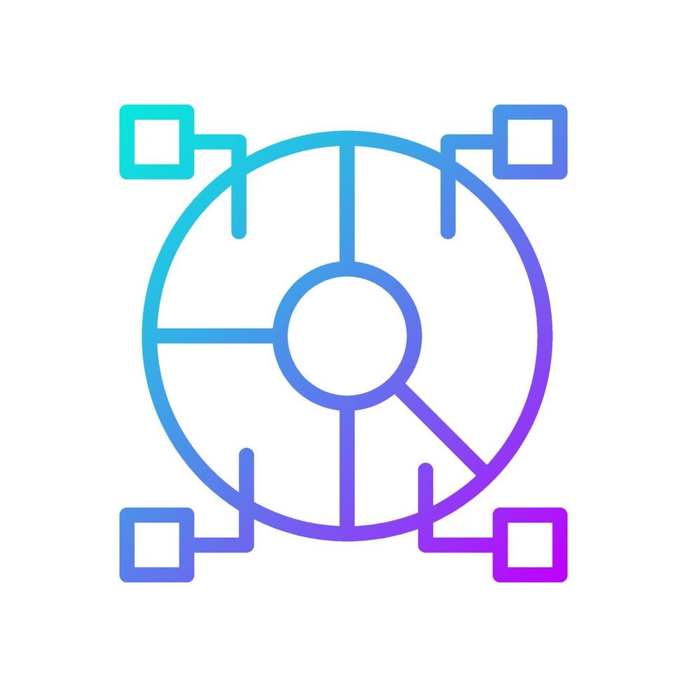 Data set analytics gradient linear vector icon. Information structure researching. Data mining and statistics. Thin line color symbol. Modern style pictogram. Vector isolated outline drawing