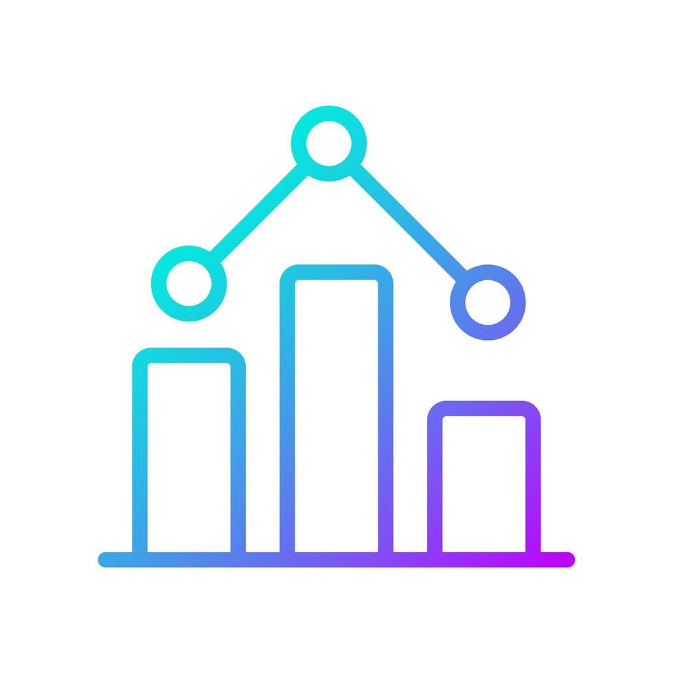 Regression in data mining gradient linear vector icon. Statistical method of information process. Value falling graph. Thin line color symbol. Modern style pictogram. Vector isolated outline drawing