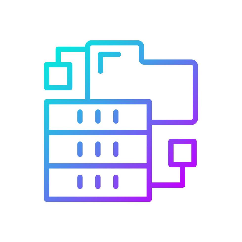 Dataset virtual storage gradient linear vector icon. Digital warehousing of collected information. Data mining. Thin line color symbol. Modern style pictogram. Vector isolated outline drawing