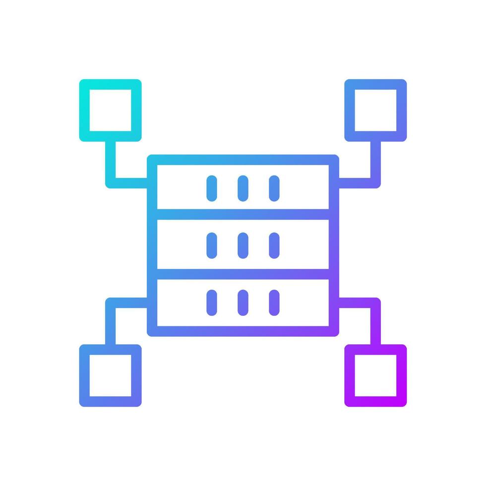 Data storage space gradient linear vector icon. Dataset warehousing. Virtual information processing technology. Thin line color symbol. Modern style pictogram. Vector isolated outline drawing