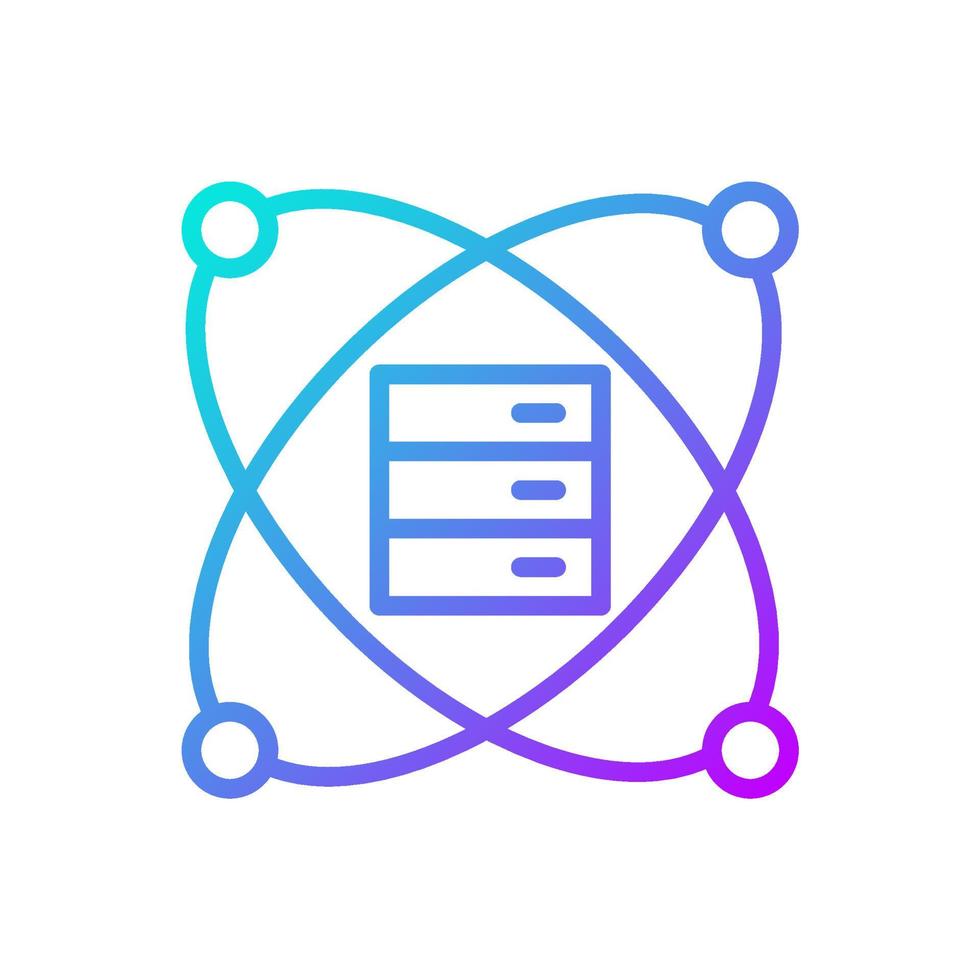 Scientific data mining gradient linear vector icon. Dataset of researching works. Virtual server to storage information. Thin line color symbol. Modern style pictogram. Vector isolated outline drawing