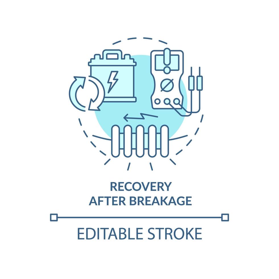 Recovery after breakage turquoise concept icon. Smart grid system service abstract idea thin line illustration. Isolated outline drawing. Editable stroke. Roboto-Medium, Myriad Pro-Bold fonts used vector