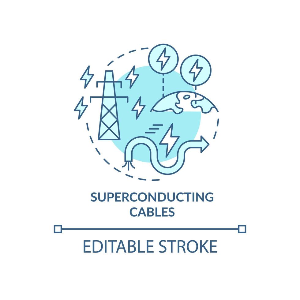 Superconducting cables turquoise concept icon. Smart grid system component abstract idea thin line illustration. Isolated outline drawing. Editable stroke. Roboto-Medium, Myriad Pro-Bold fonts used vector