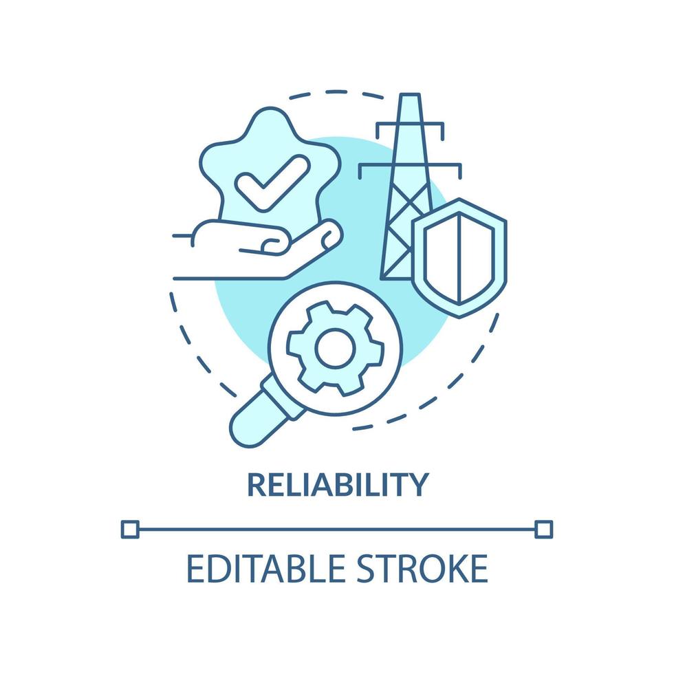 Reliability turquoise concept icon. Protection of smart grid abstract idea thin line illustration. Isolated outline drawing. Editable stroke. Roboto-Medium, Myriad Pro-Bold fonts used vector