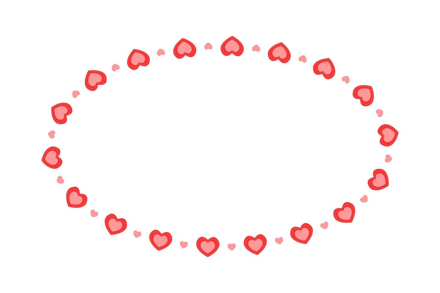 Oval frame with hearts. Simple template for Valentine day card, wedding invitation, photo, picture, banner vector