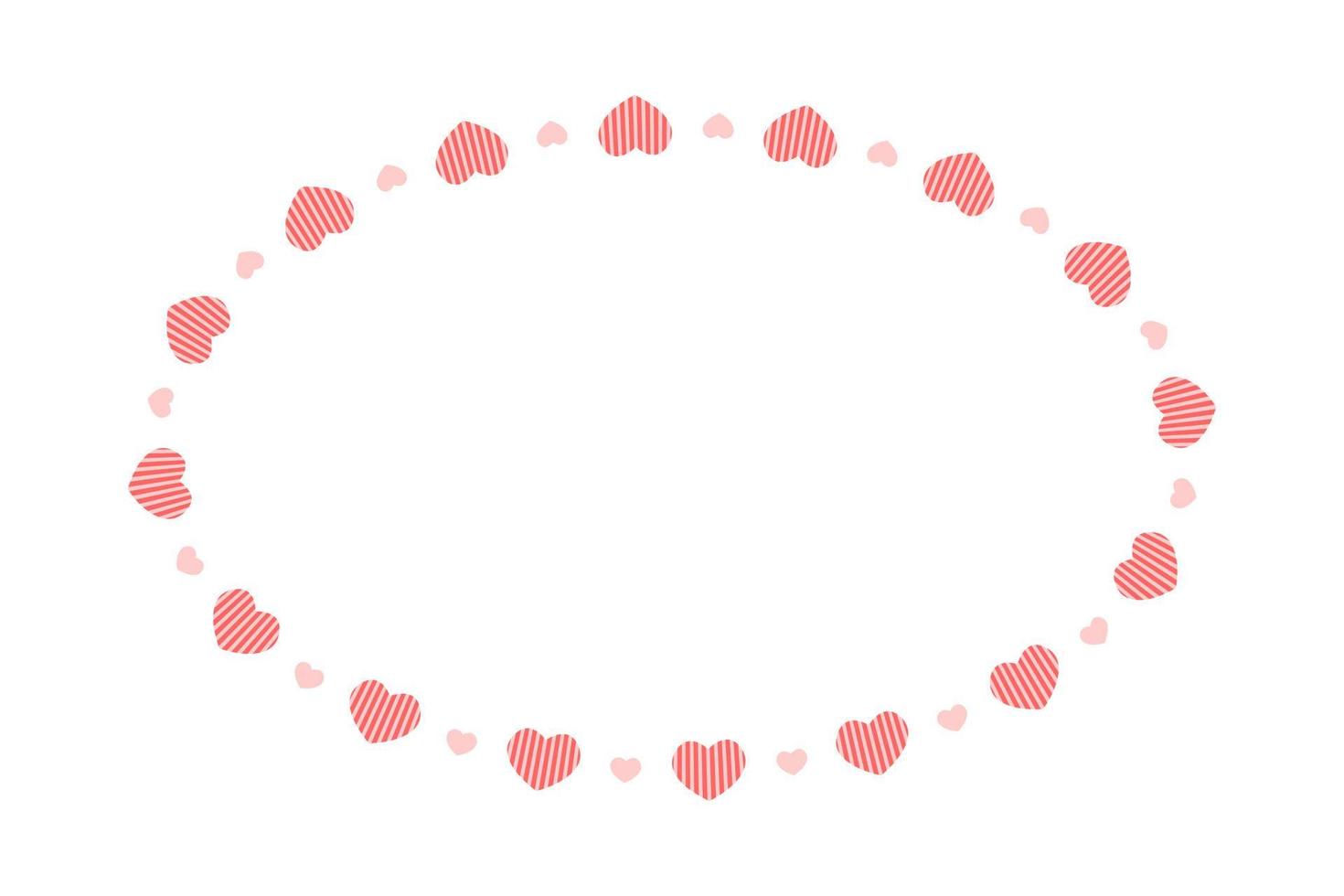 Oval frame with hearts. Simple template for Valentine day card, wedding invitation, photo, picture, banner vector