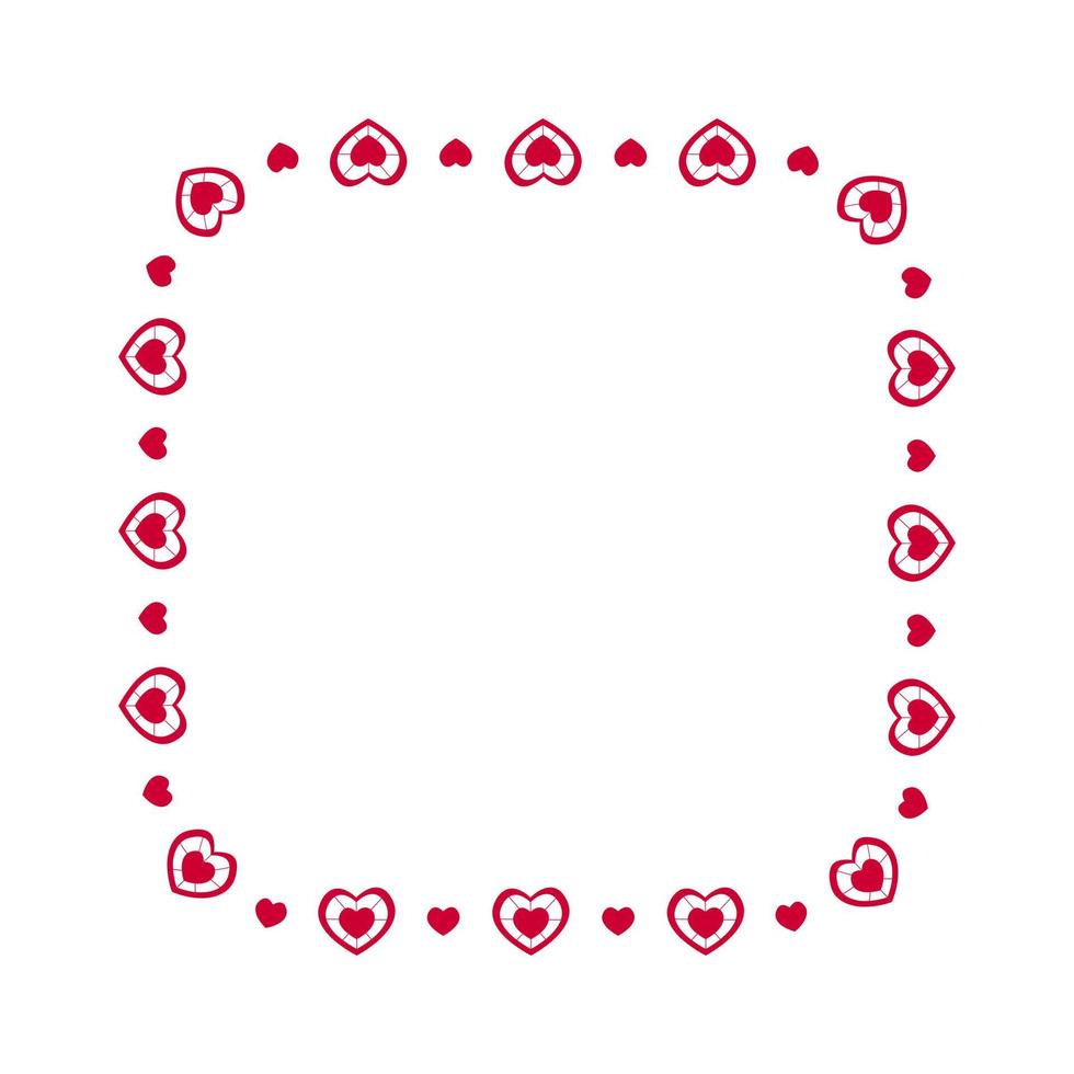 Cute square frame with hearts. Template for Valentine day invitation card, photo, picture, banner vector