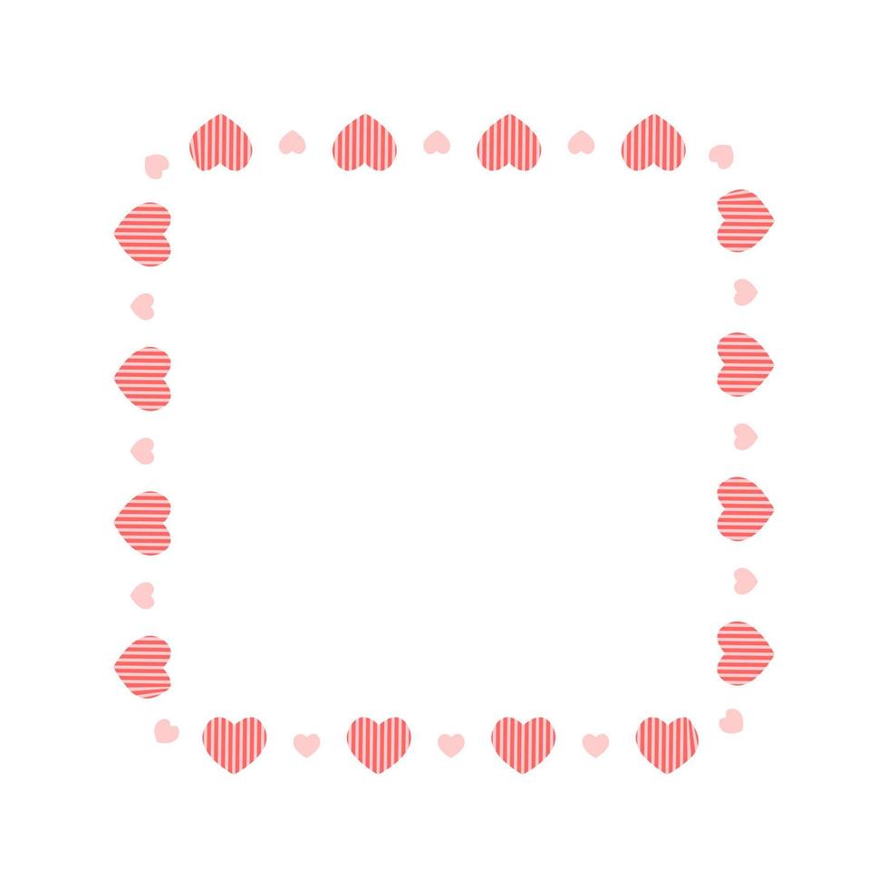 Cute square frame with hearts. Template for Valentine day invitation card, photo, picture, banner vector