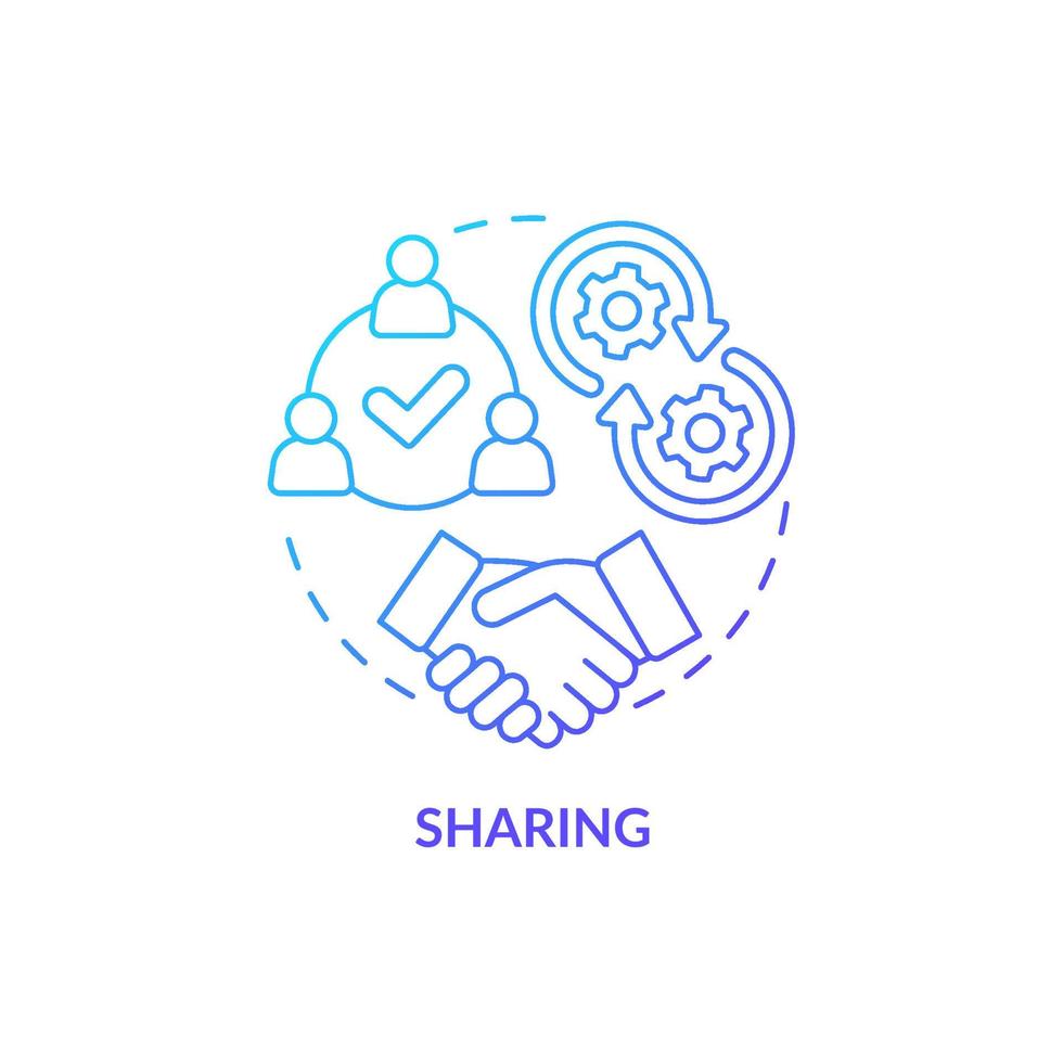 Sharing blue gradient concept icon. Transparent budget. Company financial plan abstract idea thin line illustration. Isolated outline drawing. Roboto-Medium, Myriad Pro-Bold fonts used vector