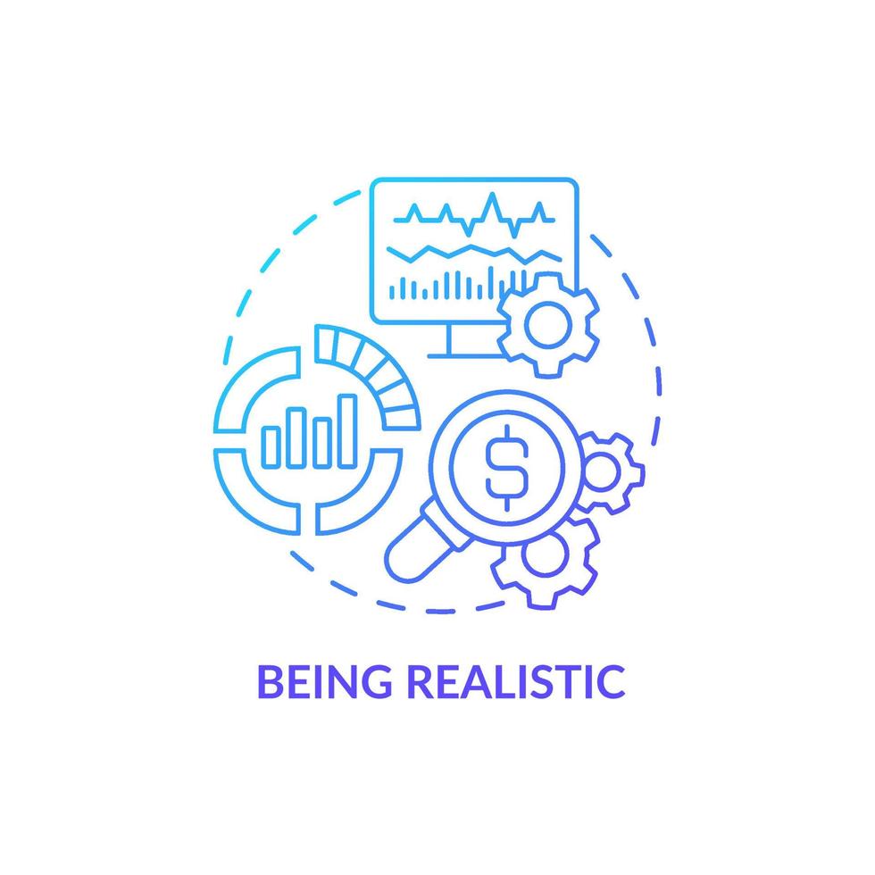 Being realistic blue gradient concept icon. Company budgeting. Financial plan abstract idea thin line illustration. Isolated outline drawing. Roboto-Medium, Myriad Pro-Bold fonts used vector