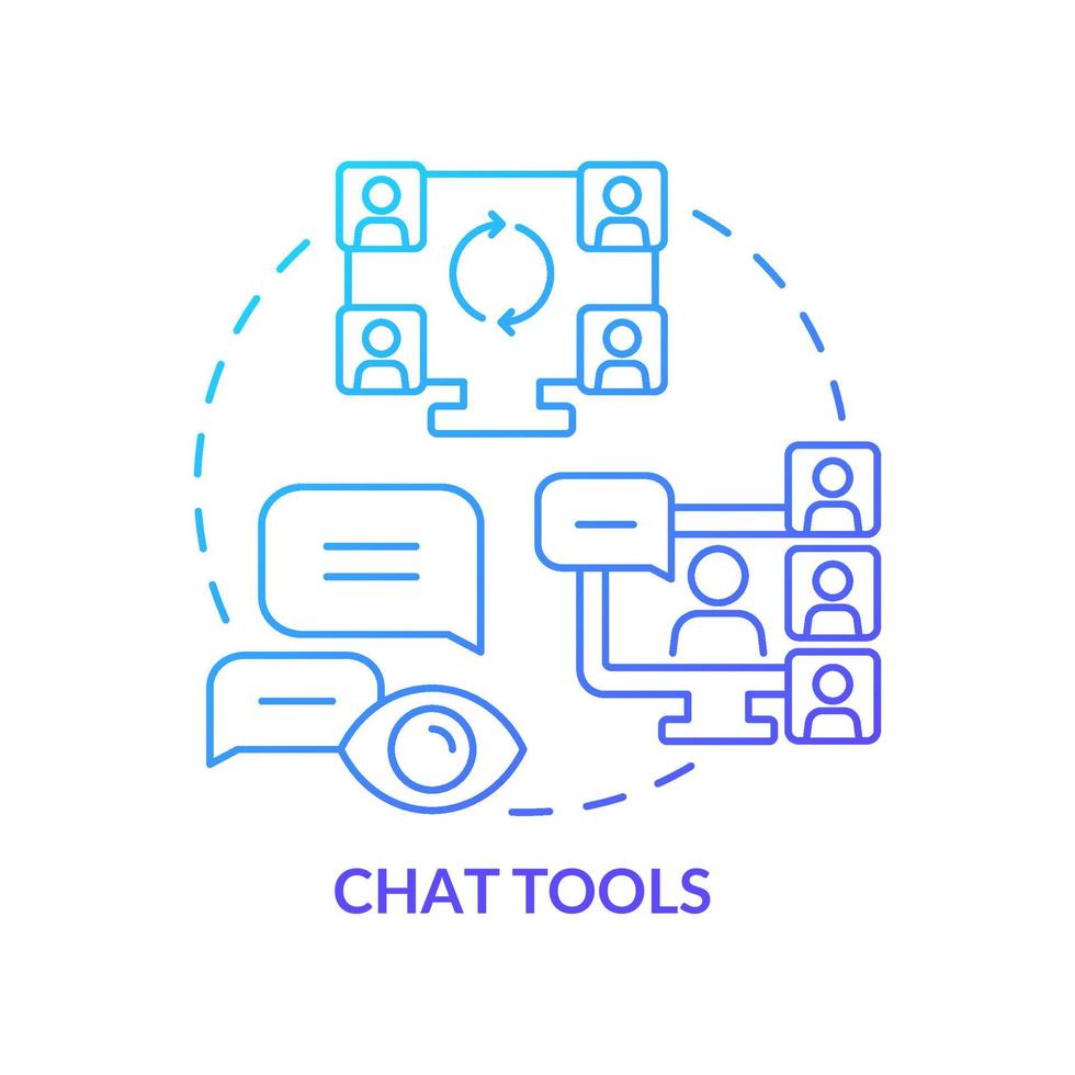 Chat tools blue gradient concept icon. Business software type abstract idea thin line illustration. Instant messaging. Isolated outline drawing. Roboto-Medium, Myriad Pro-Bold fonts used vector
