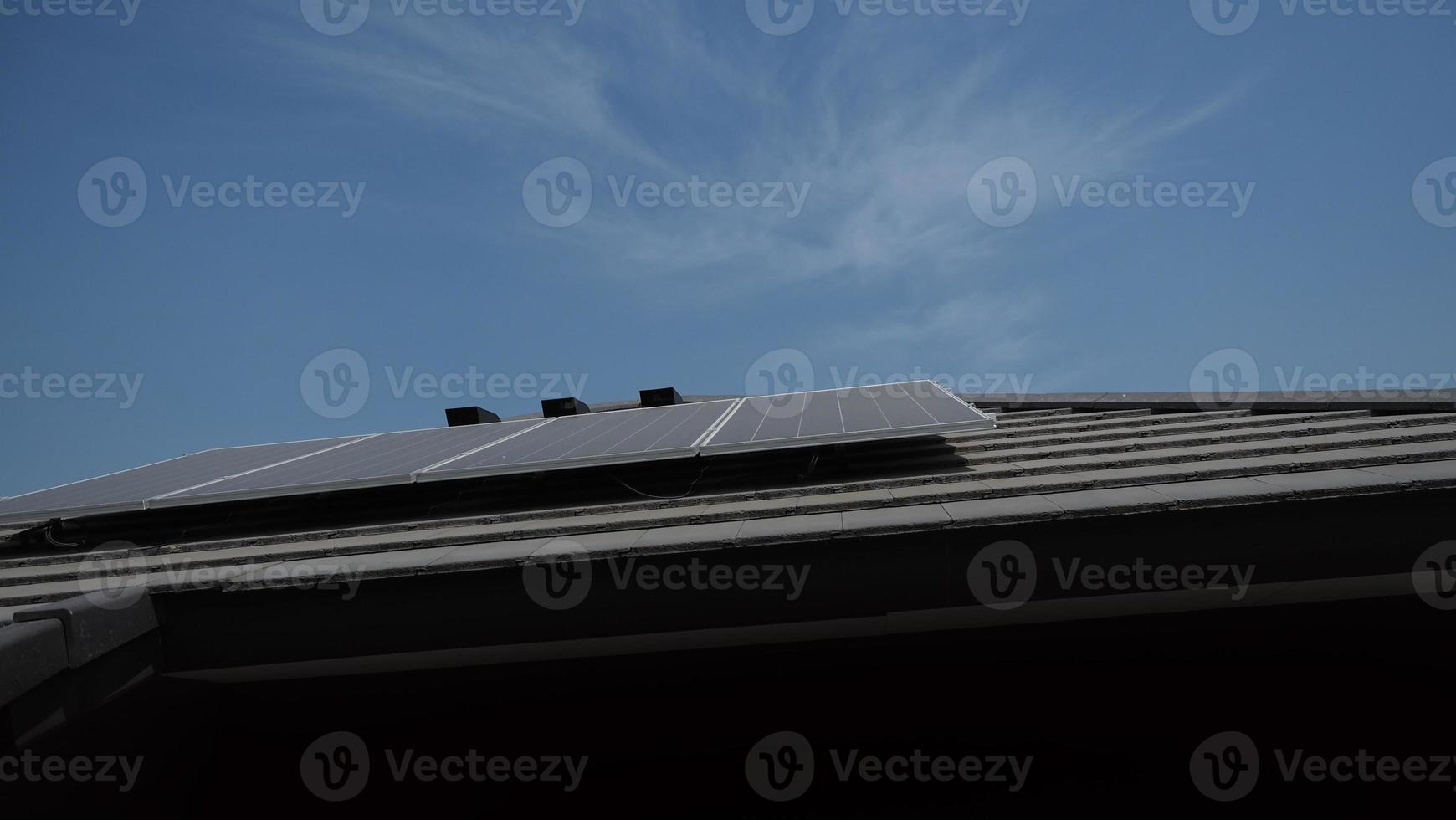 Photovoltaic. Solarcell panel. Solar roof power plant on the roof photo