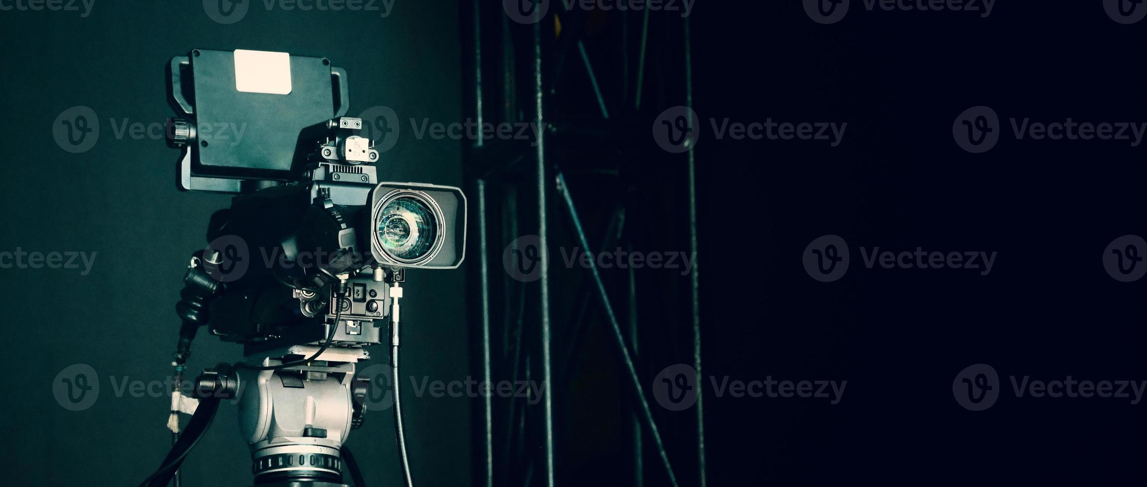 TV Camera broadcast on the crane tripod for shooting or recording and broadcasting photo