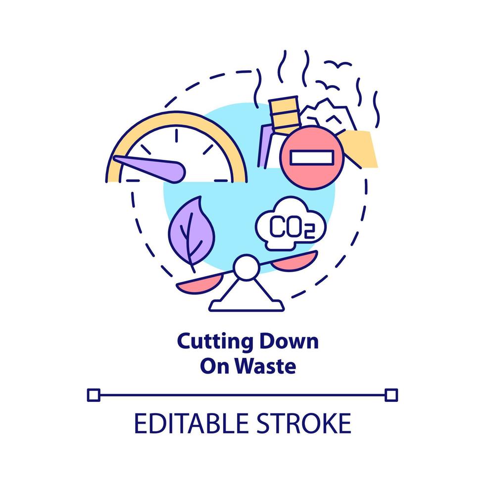 Cutting down on waste concept icon vector