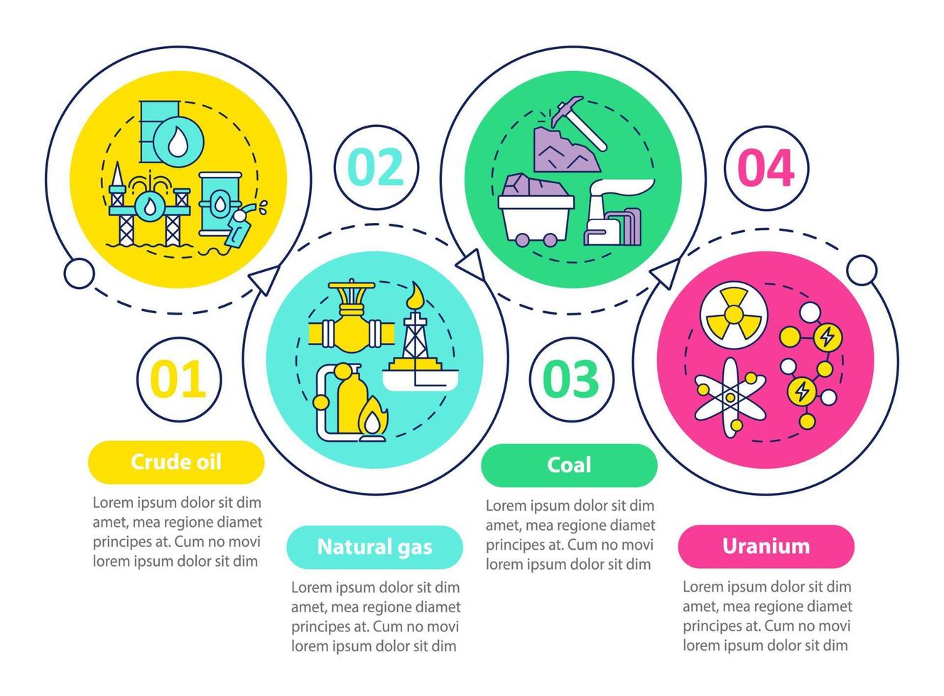 plantilla infográfica de fuentes de energía no renovables vector