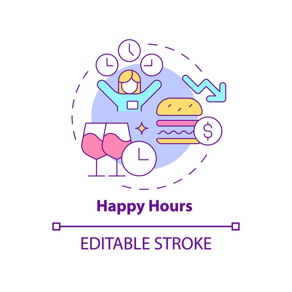Happy hours concept icon vector