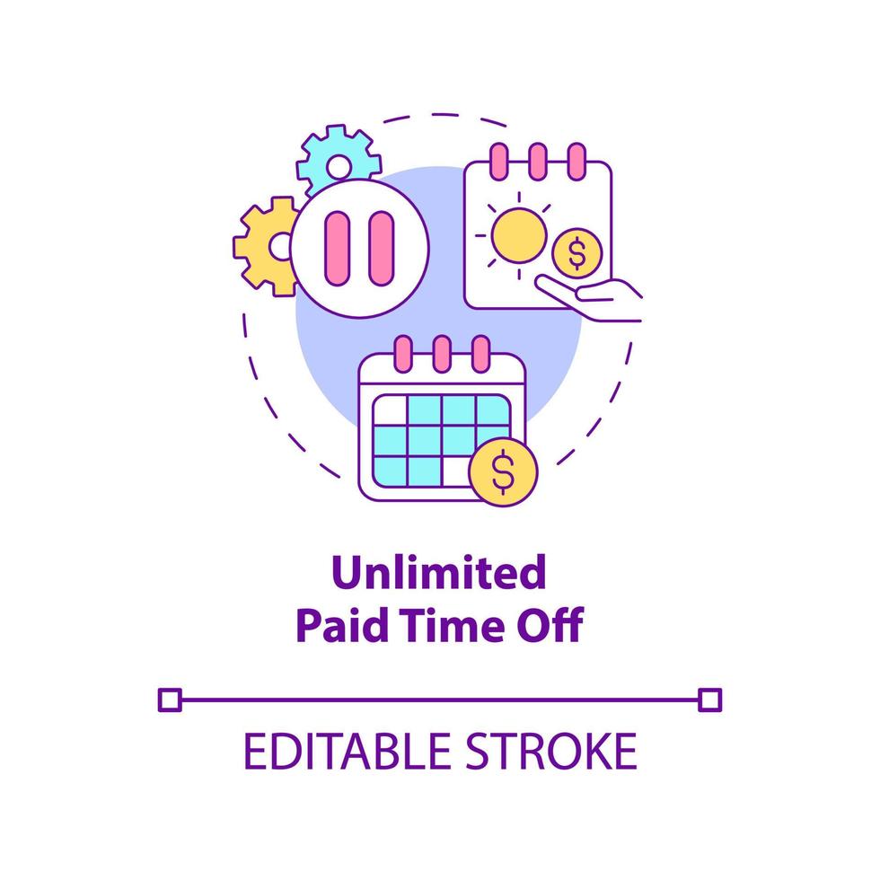 Unlimited paid time off concept icon vector