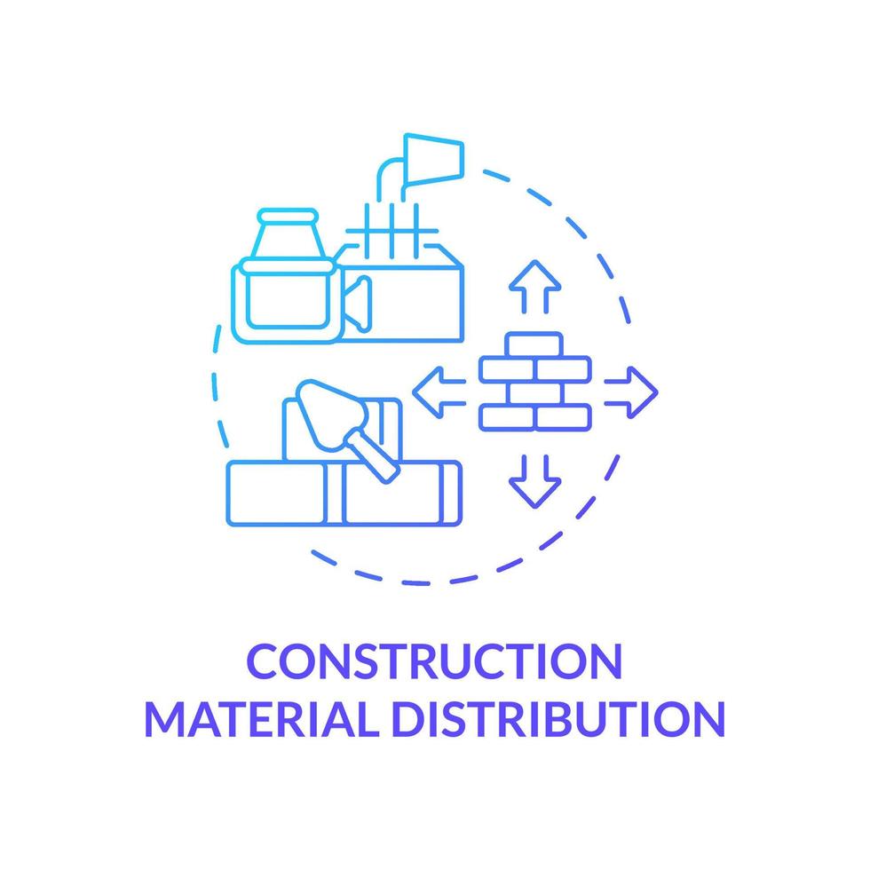 icono de concepto de gradiente azul de distribución de materiales de construcción vector