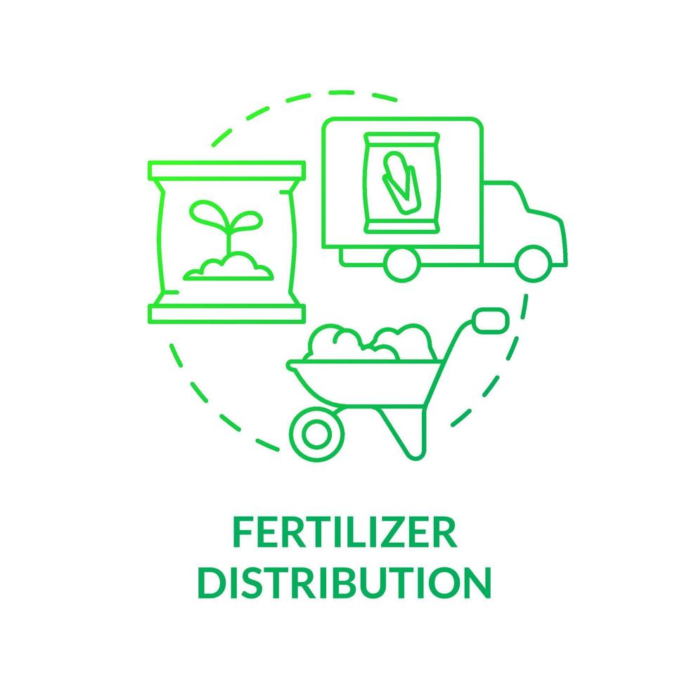 icono de concepto de gradiente verde de distribución de fertilizantes vector