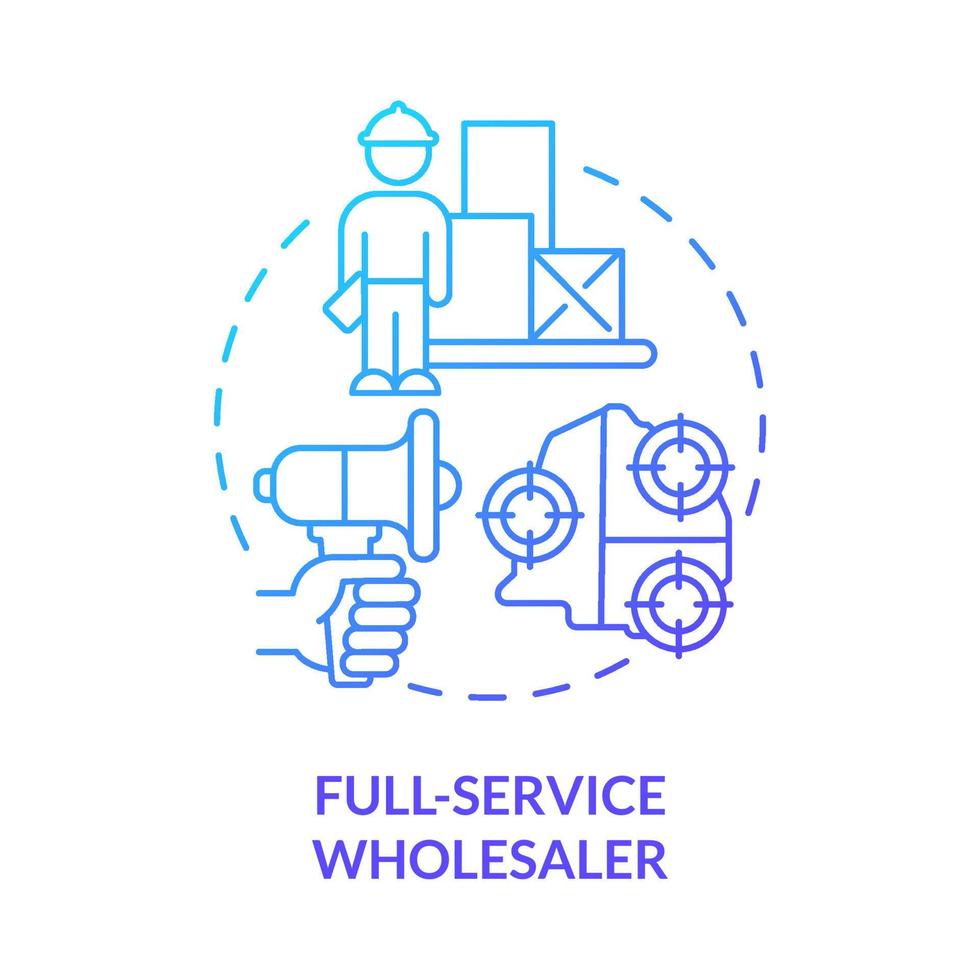 Full-service wholesaler blue gradient concept icon vector