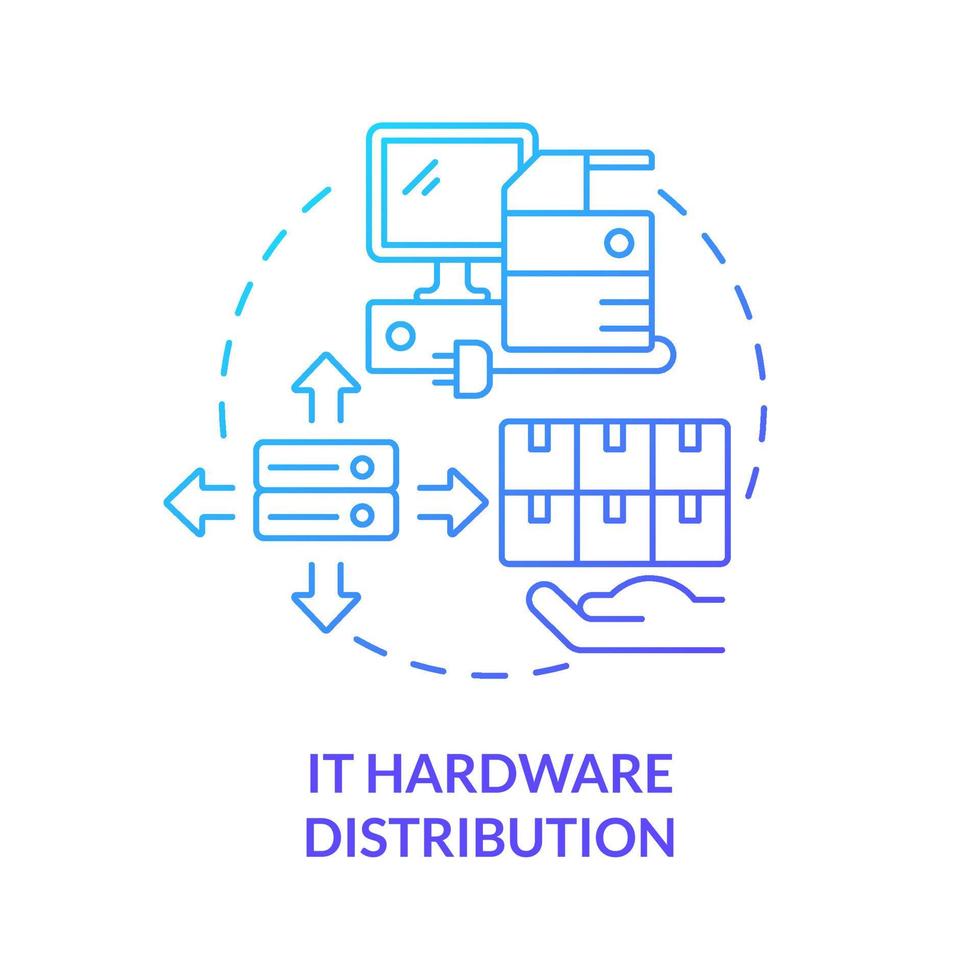 IT hardware distribution blue gradient concept icon vector