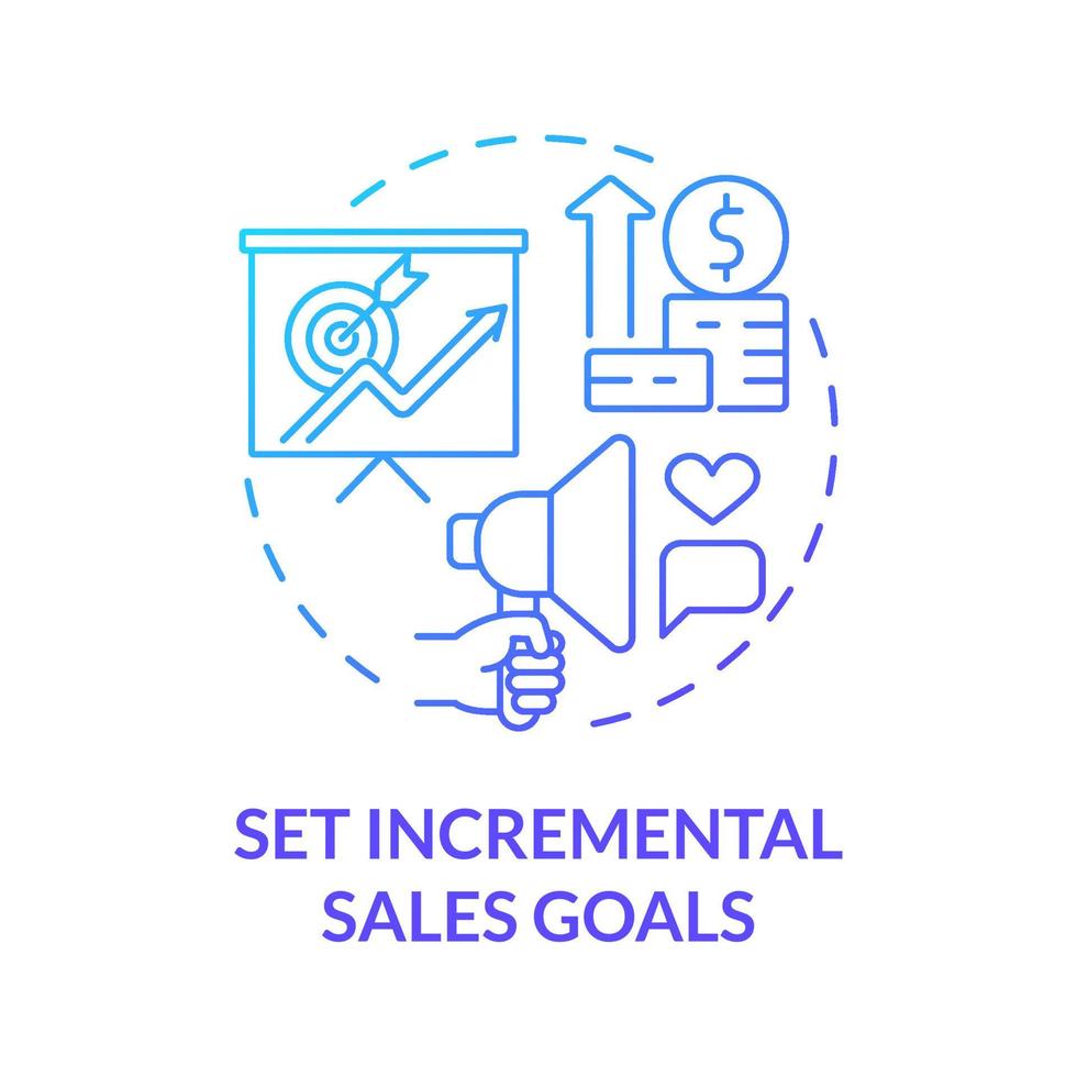 Set incremental sales goals blue gradient concept icon vector