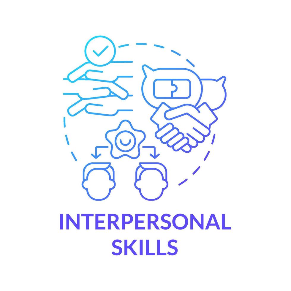 Interpersonal skills blue gradient concept icon vector
