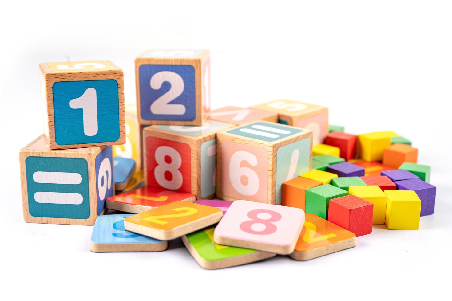 Math number colorful on white background, education study mathematics learning teach concept. photo