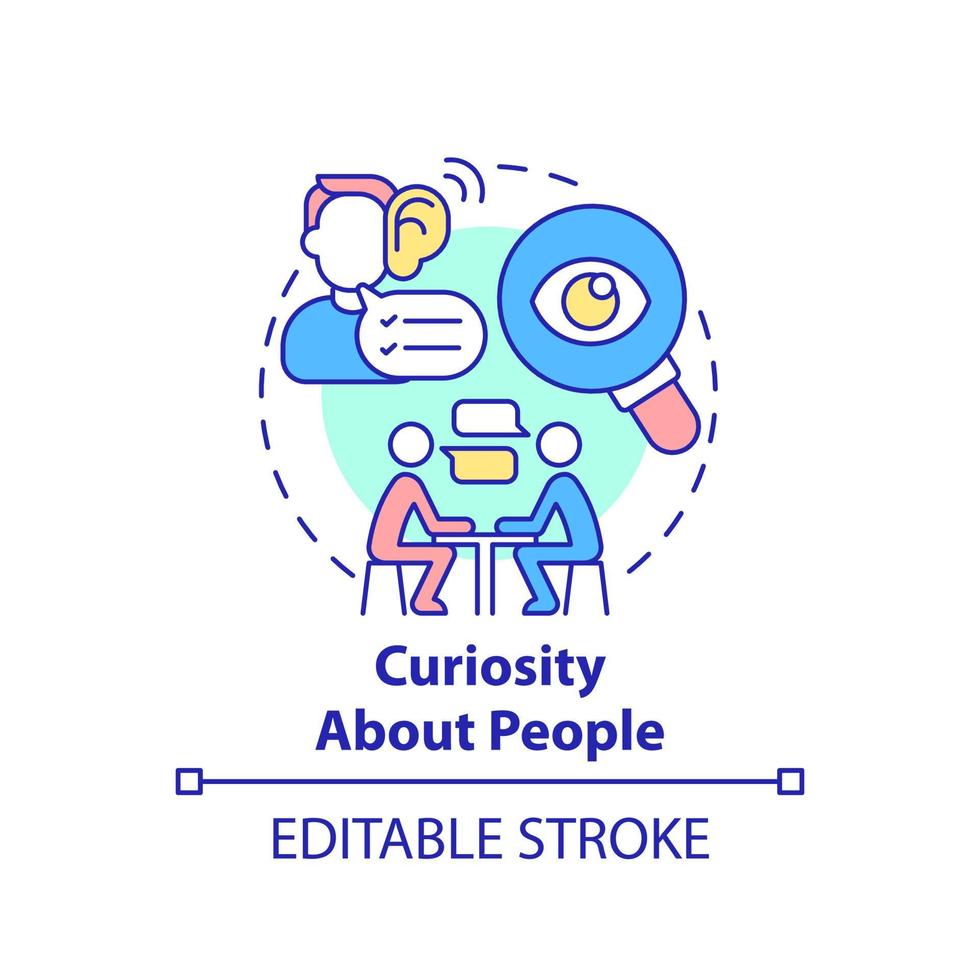 Curiosity about people concept icon. Entrepreneur characteristic abstract idea thin line illustration. Research social problems and issues. Vector isolated outline color drawing. Editable stroke