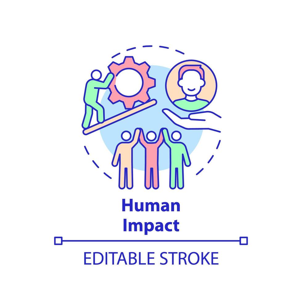 Human impact concept icon. Social entrepreneurship abstract idea thin line illustration. Development and improvement of society. Vector isolated outline color drawing. Editable stroke