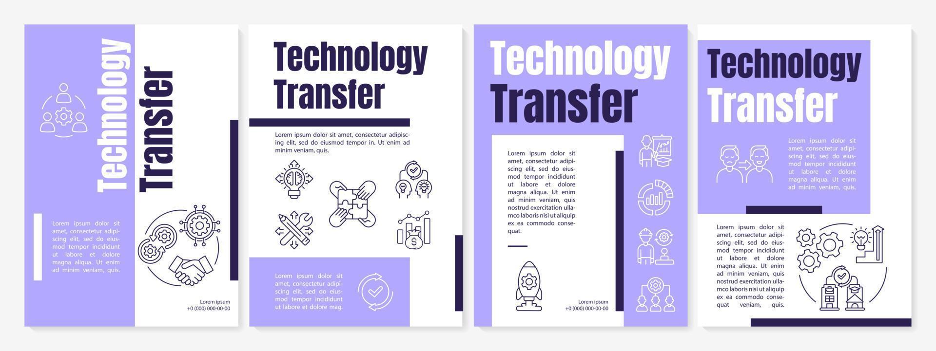 Technology dissemination brochure template. Sharing experience. Flyer, booklet, leaflet print, cover design with linear icons. Vector layouts for presentation, annual reports, advertisement pages