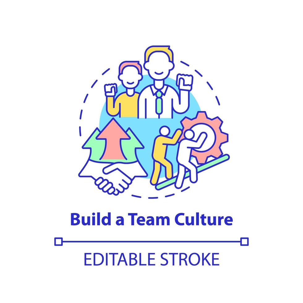 construir un icono de concepto de cultura de equipo. Ilustración de línea  delgada de idea abstracta