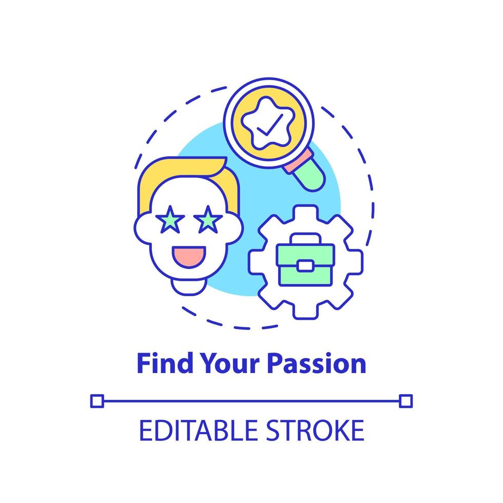 Find your passion concept icon. Social entrepreneurship abstract idea thin line illustration. Launch social startup. Motivation and incentive. Vector isolated outline color drawing. Editable stroke