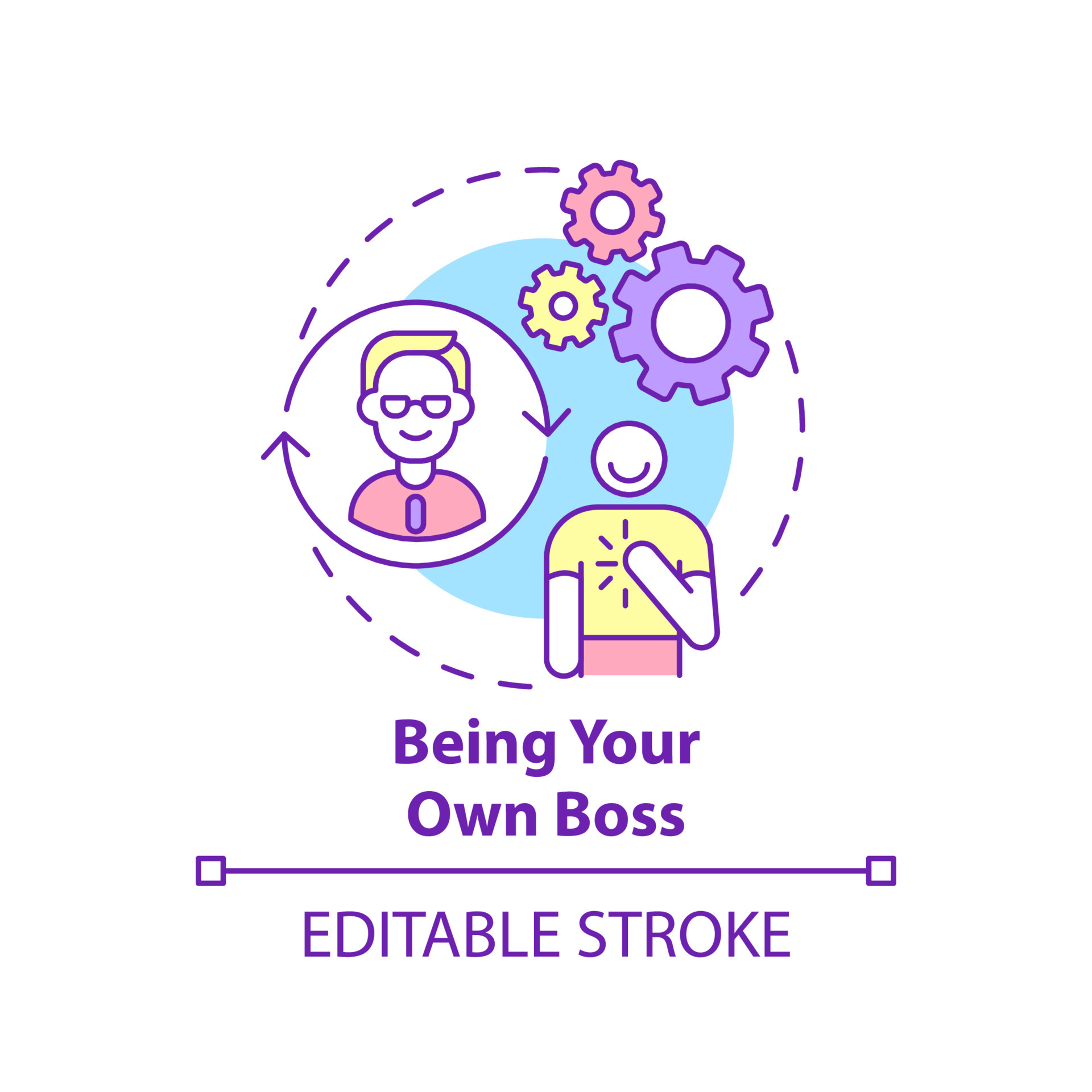 Advantages And Disadvantages Of Being Your Own Boss Being your own boss concept icon. Social entrepreneurship benefits