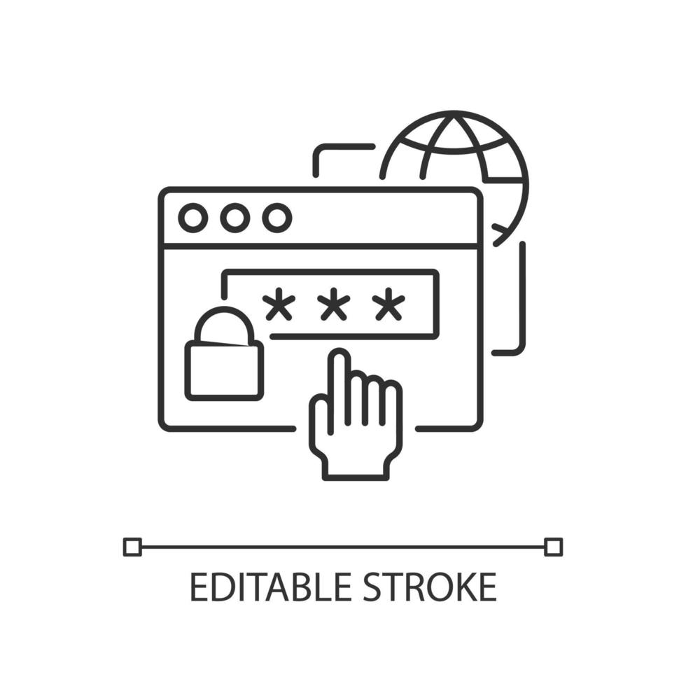 Digital foundation skills linear icon. Gaining basic IT competencies. Keeping passwords safe. Thin line customizable illustration. Contour symbol. Vector isolated outline drawing. Editable stroke